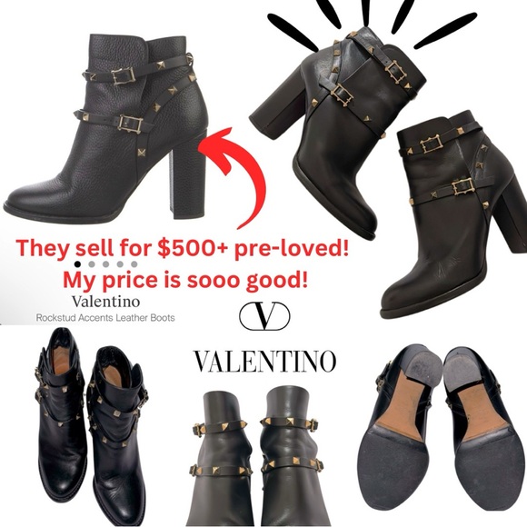 🤘🏼✨Valentino Rockstud Ankle Boots, Black, Size 39.5 - Picture 13 of 13
